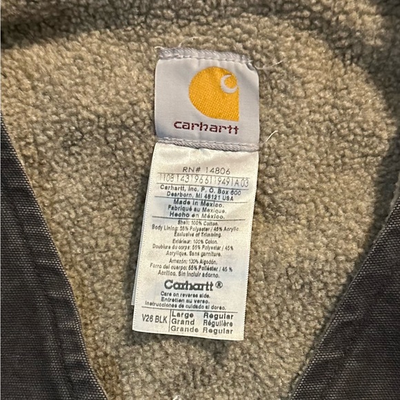 Carhartt Sherpa Lined Duck Vest Black V26 Men’s Large Workwear - Picture 3 of 7